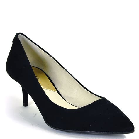 michael kors black suede heels|michael kors kitten heel pump.